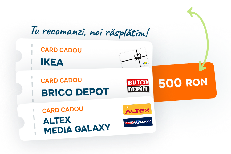 Carduri cadou IKEA, Brico Depot și Altex / Media Galaxy în valoare de 500 RON